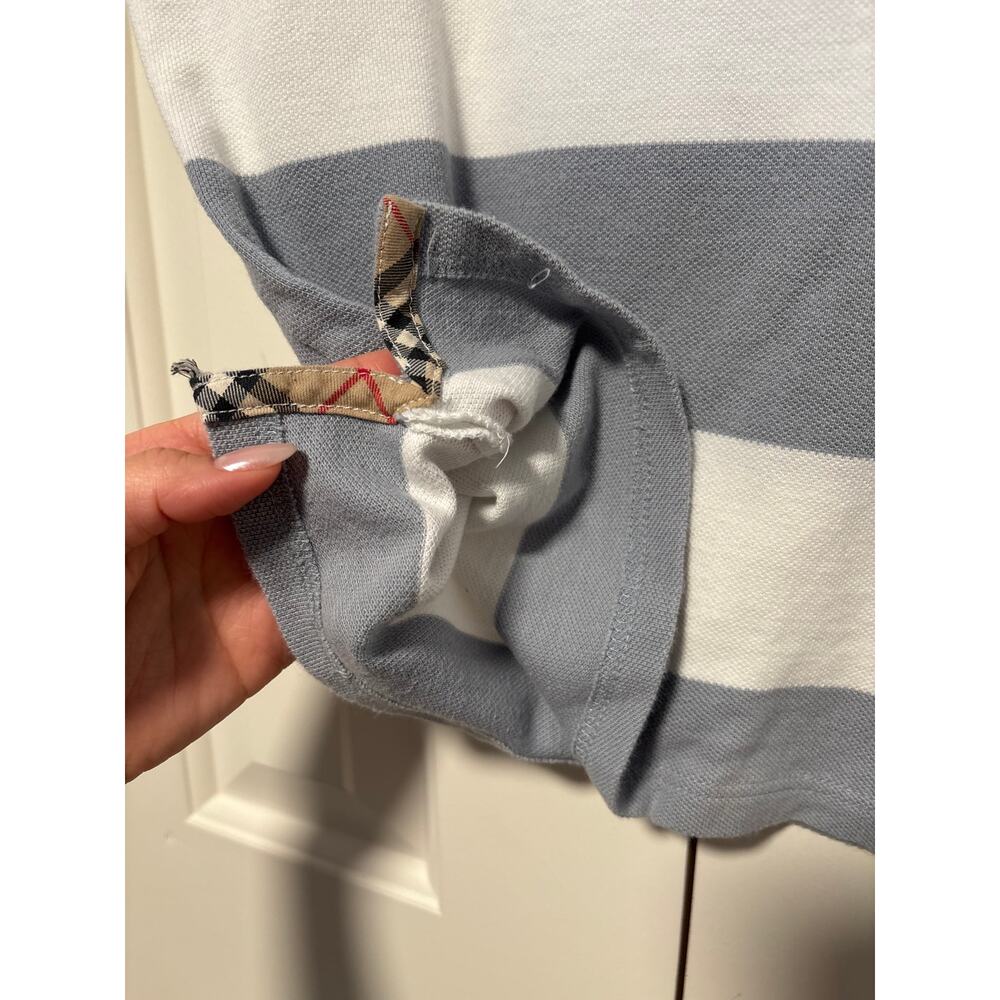 Burberry London XL Blue White Stripe Polo Shirt - Picture 7 of 9